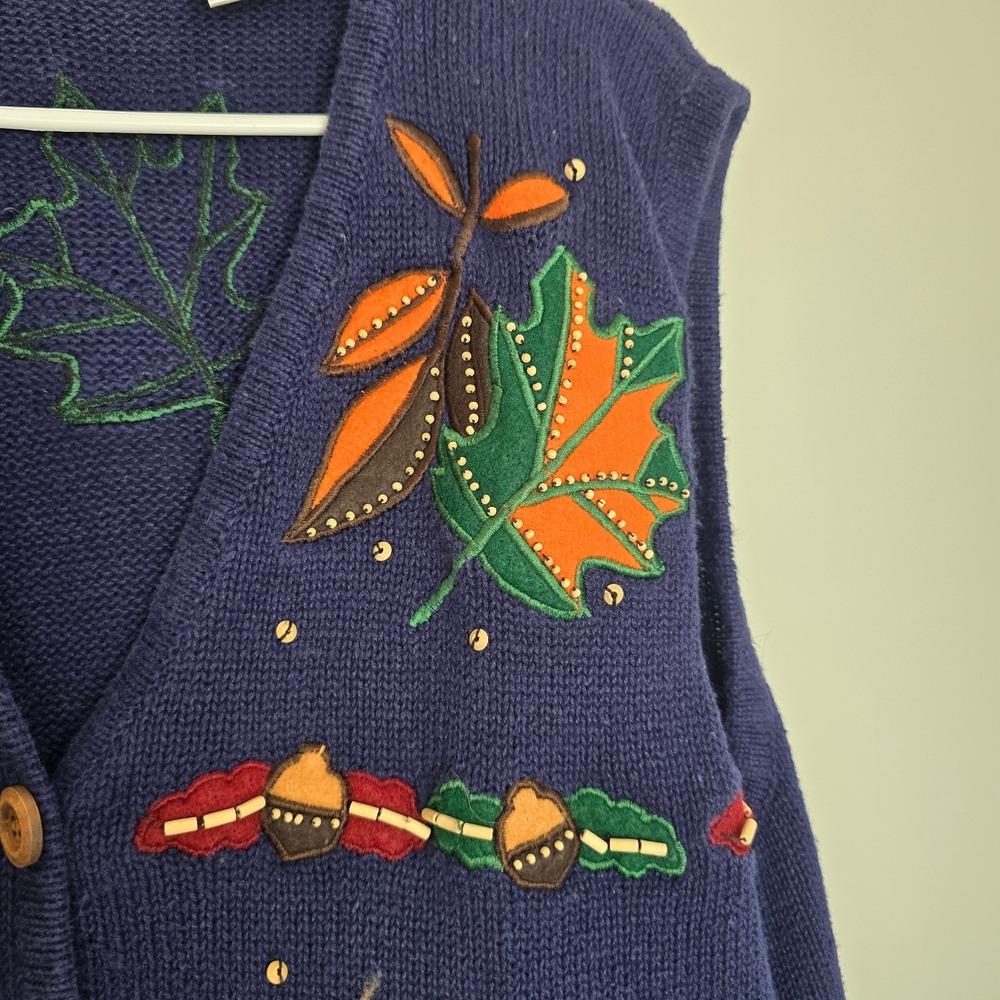 Bobby Brooks Womens Harvest Applique Sweater Vest‎ XL Cottagecore Fall - Picture 5 of 14